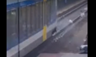بالفيديو - صدمها القطار ونجت بأعجوبة! image