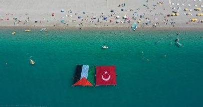 غواصون يرفعون علمي تركيا وفلسطين في بحر أنطاليا image